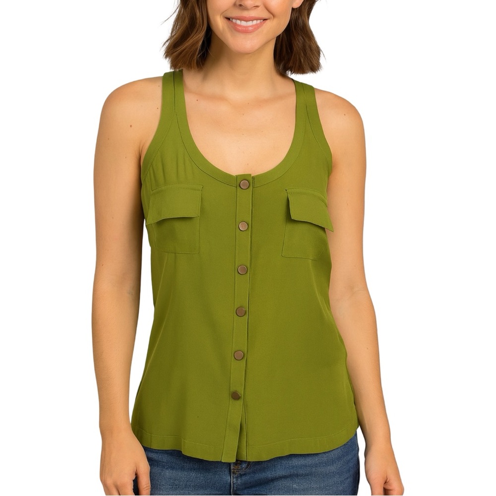 LAmade Green & Gray Silk Halter Top - Size Medium